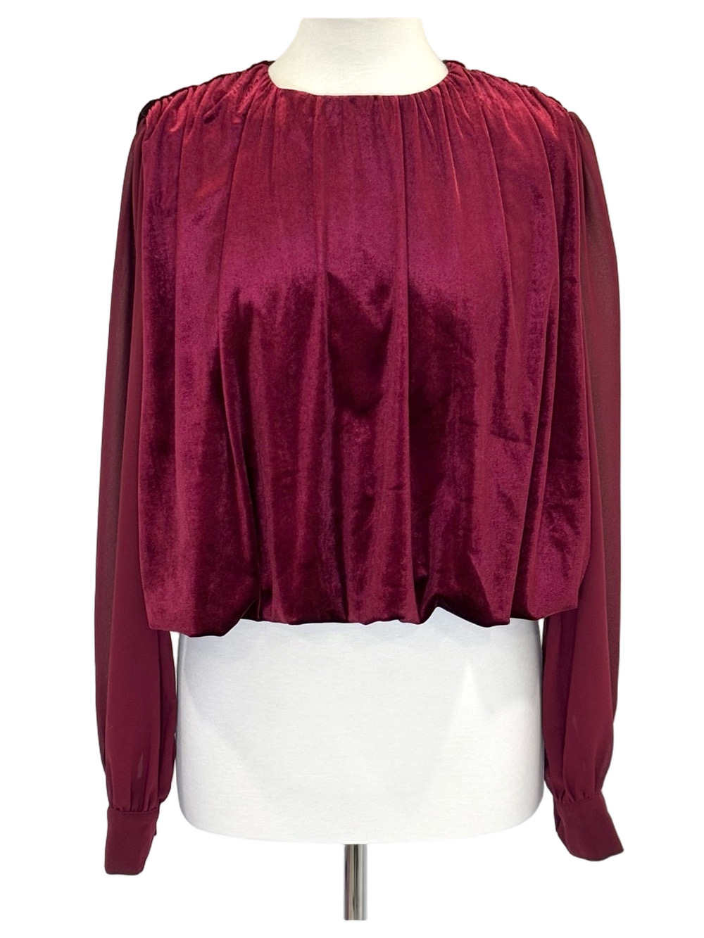 Elli White burgundy velvet blouse